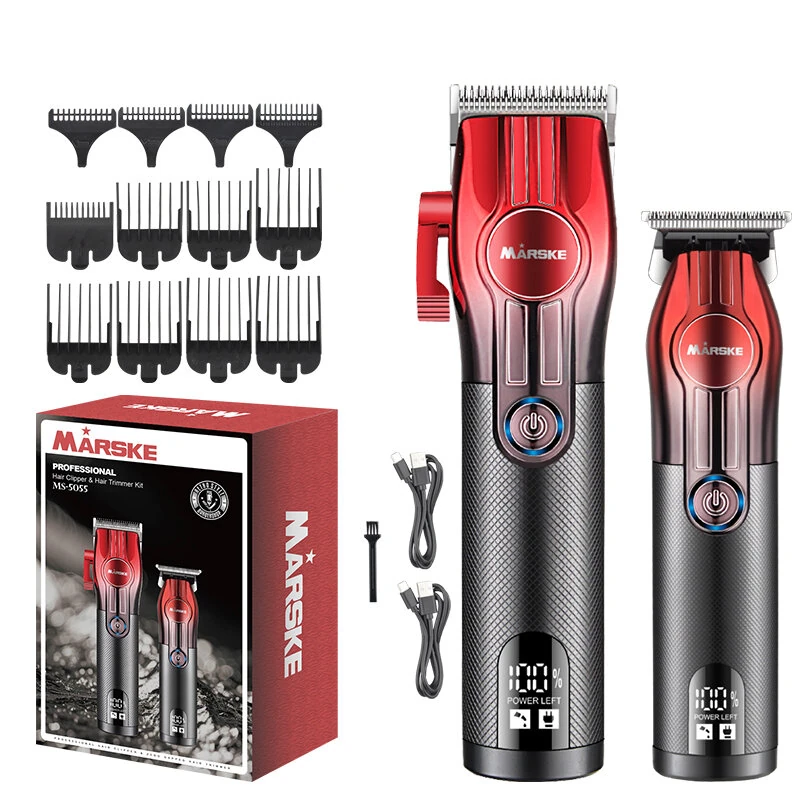 (image for) MARSKE 2 In 1 Electric Hair Clipper Set for Men Cordless Rechargeable Trimmer Kit with LCD Display 6500 RPM